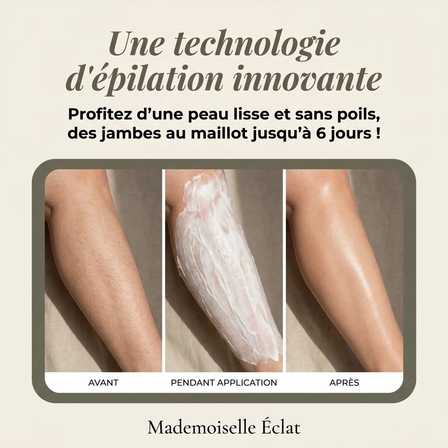 Crème Épilatoire Corps - Jambes, Aisselles & Bikini Épilés Sans Douleur en Quelques Minutes